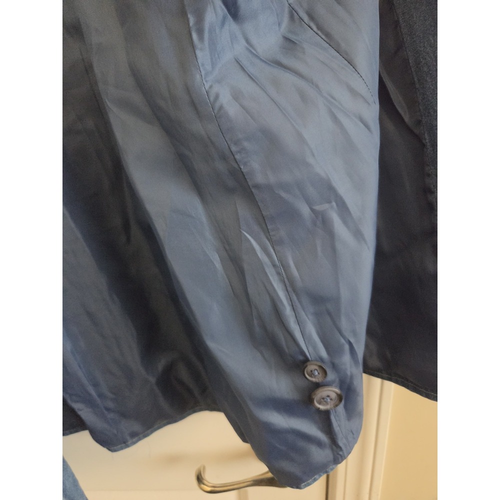 Denim & Co Blue Denim Blazer Jacket Women's Large Cotton Button Front Pockets - Picture 9 of 15